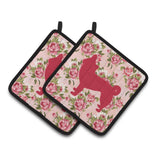 Caroline'S Treasures Bb1068-Rs-Pk-Pthd Chihuahua Shabby Chic Pink Roses Pot Holders (1 Pair), 7.5 X 7.5, Multicolor
