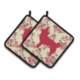Caroline'S Treasures Chihuahua Shabby Chic Yellow Roses Pair Of Pot Holders Bb1068-Rs-Yw-Pthd, 7.5Hx7.5W, Multicolor