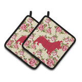Caroline'S Treasures Corgi Shabby Chic Yellow Roses Pair Of Pot Holders Bb1069-Rs-Yw-Pthd, 7.5Hx7.5W, Multicolor