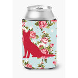 Cat Shabby Chic Blue Roses Can Or Bottle Beverage Insulator Hugger Bb1071