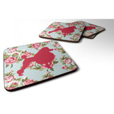 Caroline'S Treasures Bb1072-Rs-Bu-Fc Poodle Shabby Chic Blue Roses Foam Coasters (Set Of 4), 3.5 H X 3.5 W, Multicolor