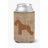 Schnauzer Burlap And Brown Can Or Bottle Beverage Insulator Hugger