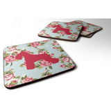 Caroline'S Treasures Bb1073-Rs-Bu-Fc Schnauzer Shabby Chic Blue Roses Foam Coasters (Set Of 4), 3.5 H X 3.5 W, Multico