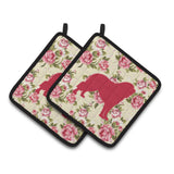 Caroline'S Treasures Tibetial Mastiff Shabby Chic Yellow Roses Pair Of Pot Holders Bb1077-Rs-Yw-Pthd, 7.5Hx7.5W, Multicolor