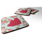 Caroline'S Treasures Bb1079-Rs-Bu-Fc Maltese Shabby Chic Blue Roses Foam Coasters (Set Of 4), 3.5 H X 3.5 W, Multicolo