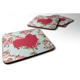 Caroline'S Treasures Bb1080-Rs-Bu-Fc Sheltie Shabby Chic Blue Roses Foam Coasters (Set Of 4), 3.5 H X 3.5 W, Multicolo