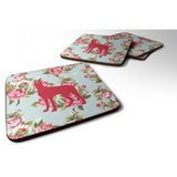 Caroline'S Treasures Bb1081-Rs-Bu-Fc Great Dane Shabby Chic Blue Roses Foam Coasters (Set Of 4), 3.5 H X 3.5 W, Multic