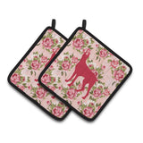 Caroline'S Treasures Great Dane Shabby Chic Pink Roses Pair Of Pot Holders Bb1081-Rs-Pk-Pthd, 7.5Hx7.5W, Multicolor