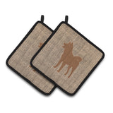 Caroline'S Treasures Akita Faux Burlap & Brown Pair Of Pot Holders Bb1082-Bl-Bn-Pthd, 7.5Hx7.5W, Multicolor