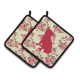 Caroline'S Treasures Pug Shabby Chic Yellow Roses Pair Of Pot Holders Bb1084-Rs-Yw-Pthd, 7.5Hx7.5W, Multicolor