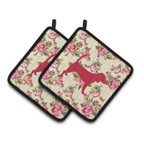 Caroline'S Treasures Beagle Shabby Chic Yellow Roses Pair Of Pot Holders Bb1087-Rs-Yw-Pthd, 7.5Hx7.5W, Multicolor