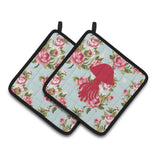 Caroline'S Treasures Jellyfish Shabby Chic Blue Roses Pair Of Pot Holders Bb1089-Rs-Bu-Pthd, 7.5Hx7.5W, Multicolor