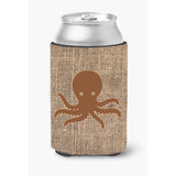 Octopus Burlap And Brown Can Or Bottle Beverage Insulator Hugger