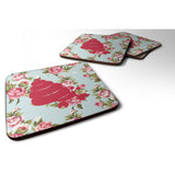 Caroline'S Treasures Bb1092-Rs-Bu-Fc Hermit Crab Shabby Chic Blue Roses Foam Coasters (Set Of 4), 3.5 H X 3.5 W, Multi