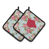Caroline'S Treasures Stingray Shabby Chic Blue Roses Pair Of Pot Holders Bb1094-Rs-Bu-Pthd, 7.5Hx7.5W, Multicolor