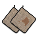 Caroline'S Treasures Stingray Faux Burlap & Brown Pair Of Pot Holders Bb1095-Bl-Bn-Pthd, 7.5Hx7.5W, Multicolor