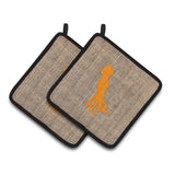 Caroline'S Treasures Squid Faux Burlap & Orange Pair Of Pot Holders Bb1096-Bl-Or-Pthd, 7.5Hx7.5W, Multicolor