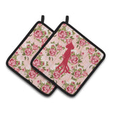 Caroline'S Treasures Bb1096-Rs-Pk-Pthd Squid Shabby Chic Pink Roses Pot Holders (1 Pair), 7.5 X 7.5, Multicolor
