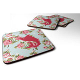 Caroline'S Treasures Bb1097-Rs-Bu-Fc Fish-Sword Fish Shabby Chic Blue Roses Foam Coasters (Set Of 4), 3.5 H X 3.5 W, M
