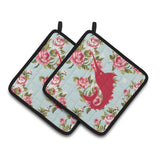 Caroline'S Treasures Fish - Sword Fish Shabby Chic Blue Roses Pair Of Pot Holders Bb1097-Rs-Bu-Pthd, 7.5Hx7.5W, Multicolor