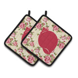 Caroline'S Treasures Shell Shabby Chic Yellow Roses Pair Of Pot Holders Bb1099-Rs-Yw-Pthd, 7.5Hx7.5W, Multicolor