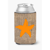 Starfish Burlap And Orange Can Or Bottle Beverage Insulator Hugger