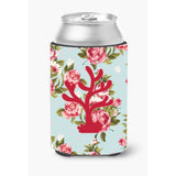Coral Shabby Chic Blue Roses Can Or Bottle Beverage Insulator Hugger Bb1101