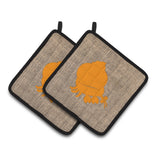 Caroline'S Treasures Hermit Crab Faux Burlap & Orange Pair Of Pot Holders Bb1102-Bl-Or-Pthd, 7.5Hx7.5W, Multicolor
