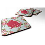 Caroline'S Treasures Bb1102-Rs-Bu-Fc Hermit Crab Shabby Chic Blue Roses Foam Coasters (Set Of 4), 3.5 H X 3.5 W, Multi