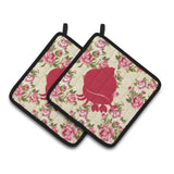Caroline'S Treasures Hermit Crab Shabby Chic Yellow Roses Pair Of Pot Holders Bb1102-Rs-Yw-Pthd, 7.5Hx7.5W, Multicolor