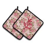 Caroline'S Treasures Bb1103-Rs-Pk-Pthd Coral Shabby Chic Pink Roses Pot Holders (1 Pair), 7.5 X 7.5, Multicolor