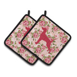 Caroline'S Treasures Pointer Shabby Chic Pink Roses Pair Of Pot Holders Bb1105-Rs-Pk-Pthd, 7.5Hx7.5W, Multicolor