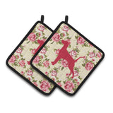 Caroline'S Treasures Pointer Shabby Chic Yellow Roses Pair Of Pot Holders Bb1105-Rs-Yw-Pthd, 7.5Hx7.5W, Multicolor