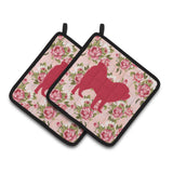 Caroline'S Treasures Chow Shabby Chic Pink Roses Pair Of Pot Holders Bb1106-Rs-Pk-Pthd, 7.5Hx7.5W, Multicolor