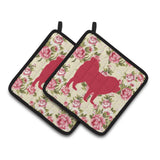 Caroline'S Treasures Chow Shabby Chic Yellow Roses Pair Of Pot Holders Bb1106-Rs-Yw-Pthd, 7.5Hx7.5W, Multicolor