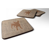 Caroline'S Treasures Bb1108-Bl-Bn-Fc Chihuahua Burlap And Brown Foam Coasters (Set Of 4), 3.5 H X 3.5 W, Multicolor