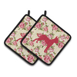 Caroline'S Treasures Boxer Shabby Chic Yellow Roses Pair Of Pot Holders Bb1109-Rs-Yw-Pthd, 7.5Hx7.5W, Multicolor
