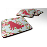 Caroline'S Treasures Bb1113-Rs-Bu-Fc Shiba Inu Shabby Chic Blue Roses Foam Coasters (Set Of 4), 3.5 H X 3.5 W, Multico