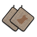 Caroline'S Treasures Chihuahua Faux Burlap & Brown Pair Of Pot Holders Bb1115-Bl-Bn-Pthd, 7.5Hx7.5W, Multicolor