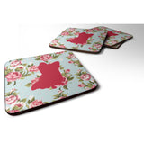 Caroline'S Treasures Bb1115-Rs-Bu-Fc Chihuahua Shabby Chic Blue Roses Foam Coasters (Set Of 4), 3.5 H X 3.5 W, Multico