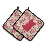 Caroline'S Treasures Chihuahua Shabby Chic Pink Roses Pair Of Pot Holders Bb1115-Rs-Pk-Pthd, 7.5Hx7.5W, Multicolor