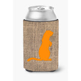 Meerkat Burlap And Orange Can Or Bottle Beverage Insulator Hugger