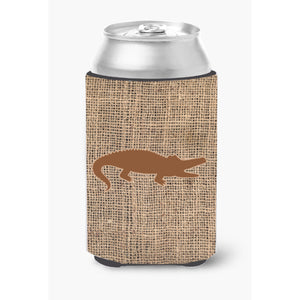 Alligator Burlap And Brown Can Or Bottle Beverage Insulator Hugger