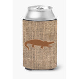 Alligator Burlap And Brown Can Or Bottle Beverage Insulator Hugger