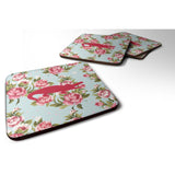 Caroline'S Treasures Bb1120-Rs-Bu-Fc Alligator Shabby Chic Blue Roses Foam Coasters (Set Of 4), 3.5 H X 3.5 W, Multico