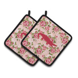 Caroline'S Treasures Alligator Shabby Chic Pink Roses Pair Of Pot Holders Bb1120-Rs-Pk-Pthd, 7.5Hx7.5W, Multicolor