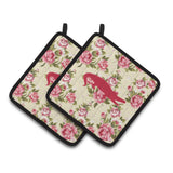 Caroline'S Treasures Alligator Shabby Chic Yellow Roses Pair Of Pot Holders Bb1120-Rs-Yw-Pthd, 7.5Hx7.5W, Multicolor