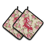 Caroline'S Treasures Skunk Shabby Chic Yellow Roses Pair Of Pot Holders Bb1125-Rs-Yw-Pthd, 7.5Hx7.5W, Multicolor