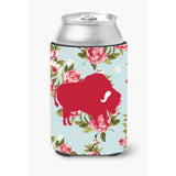 Buffalo Shabby Chic Blue Roses Can Or Bottle Beverage Insulator Hugger Bb1127