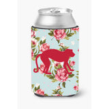 Monkey Shabby Chic Blue Roses Can Or Bottle Beverage Insulator Hugger Bb1128